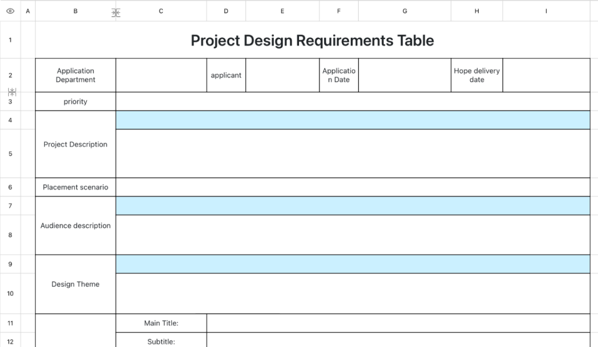 Project Design Requirements Table